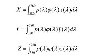物體三刺激值計算公式